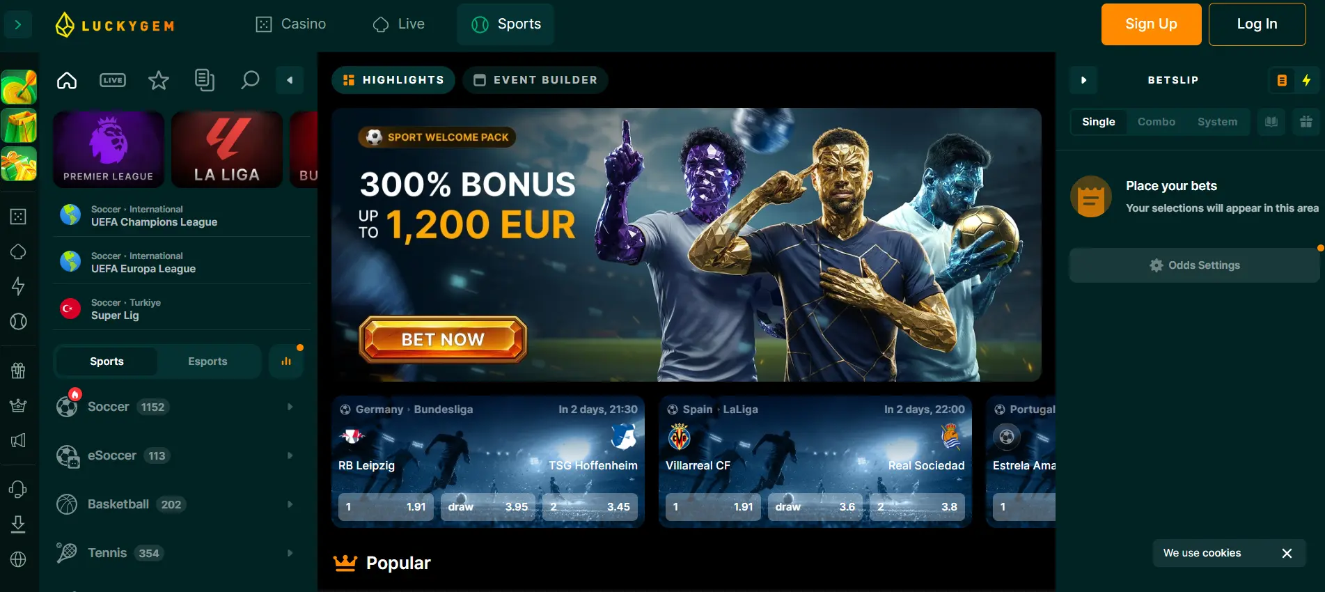 Αθλητικά στοιχήματα Luckygem Casino